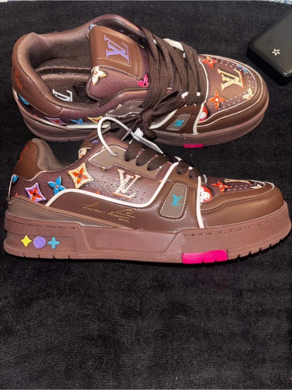 Louis Vuitton Brown Monogram Accent Sneakers